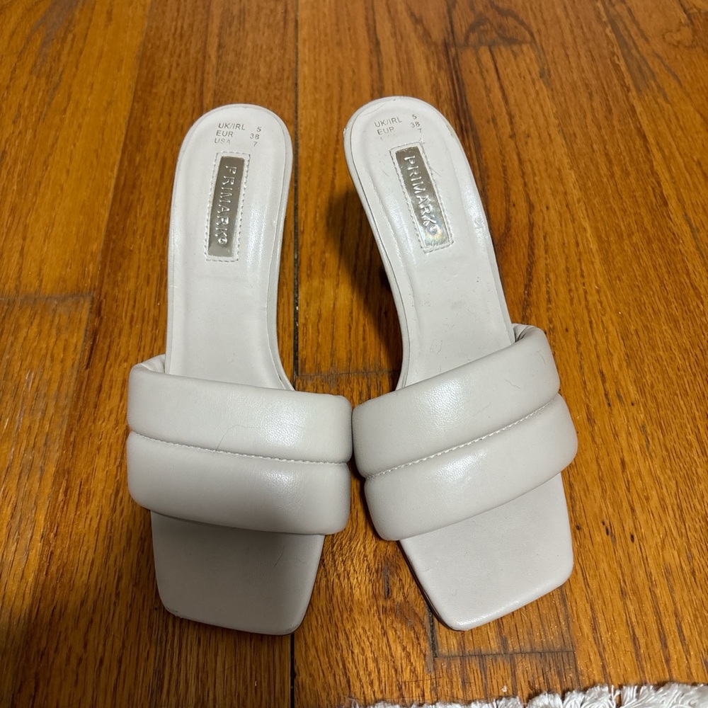 Primark Women's Cream Heeled Mules